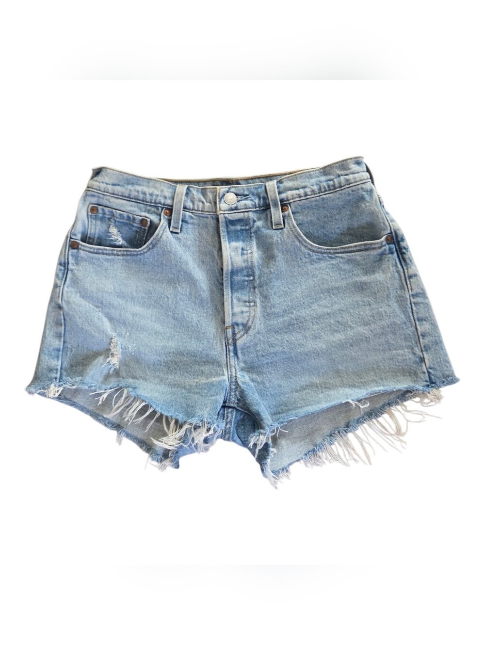Levi's 501 Button Fly Frayed/Distressed Denim Shorts
